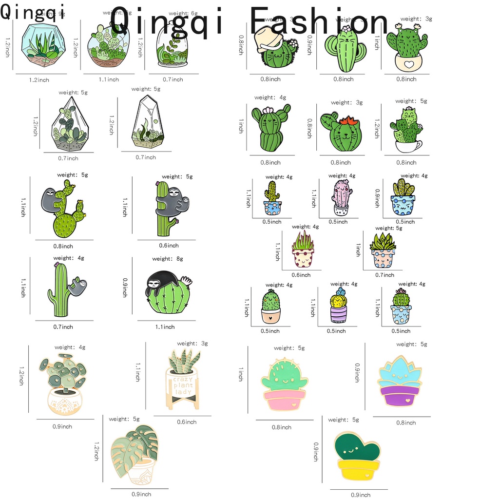 Ghim cài áo Miss Zoe tráng men hình chậu cây xương rồng dễ thương 30 kiểu làm quà tặng cho bạn bè trẻ em