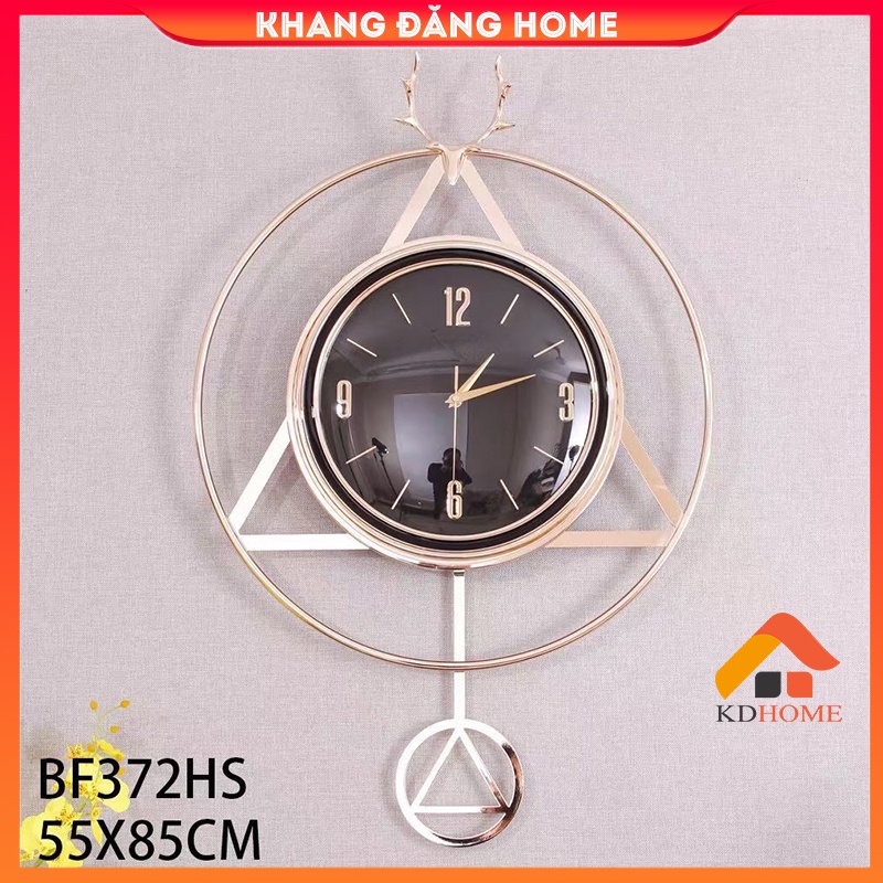 Đồng Hồ Treo Tường Decor Trang Trí Hình Tam Giác Chất Liệu Inox Mạ Titan Công Nghệ PVD Cao Cấp KD372