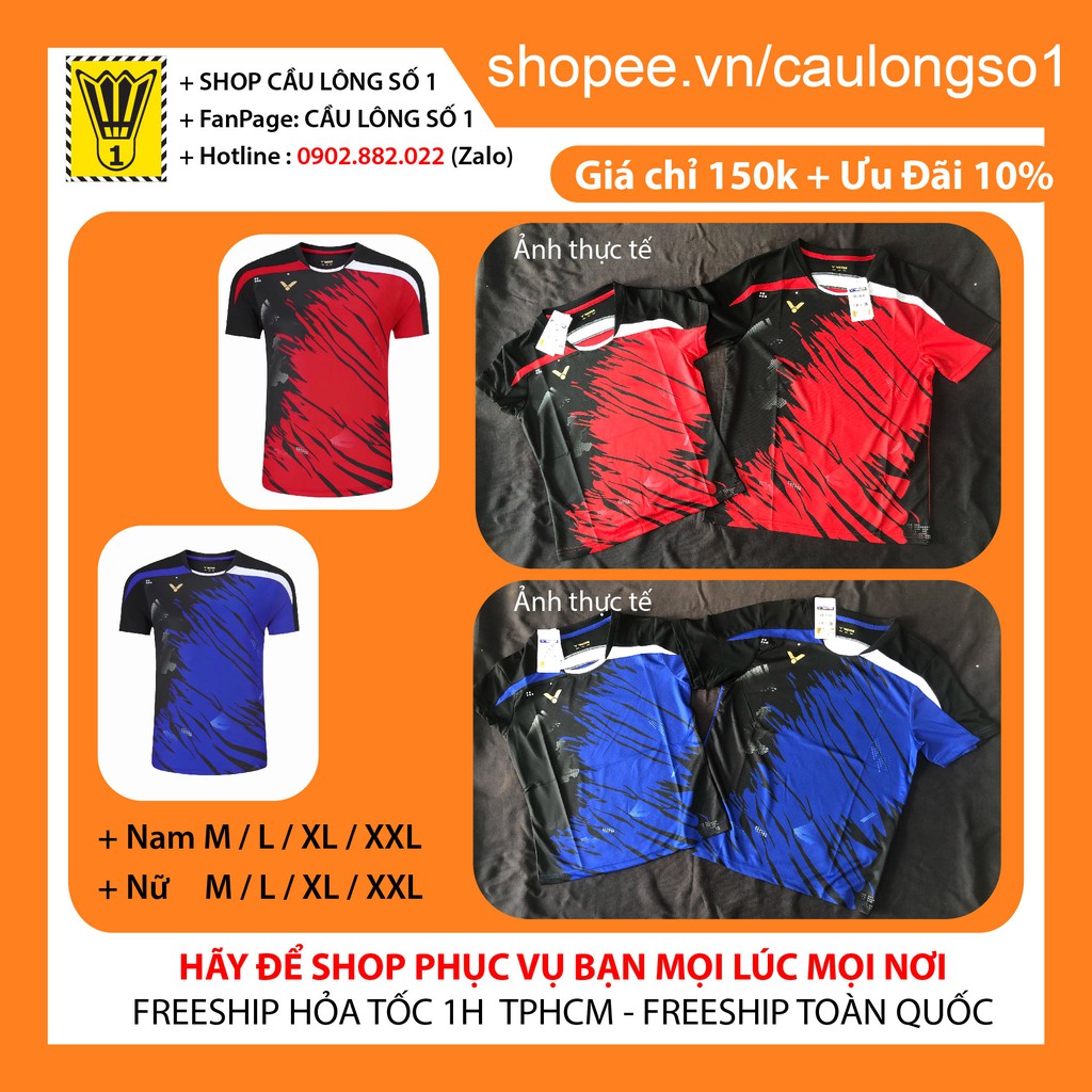 Áo Cầu Lông Nam Nữ Victor 2033 thun lạnh/mè đẹp, mẫu đẹp 2021, hút mồ hôi tốt