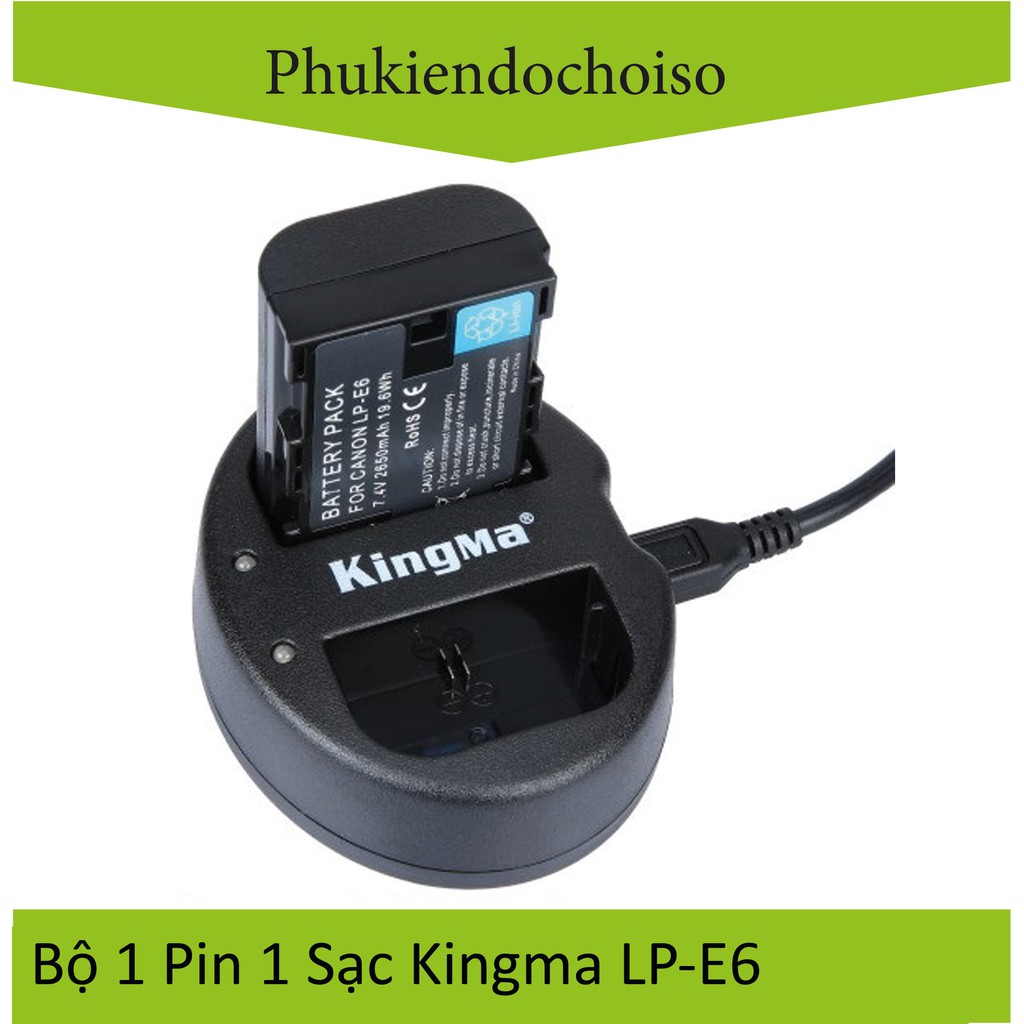 2 Pin 1 sạc Kingma LP-E6 Canon + Hộp đựng pin, thẻ nhớ
