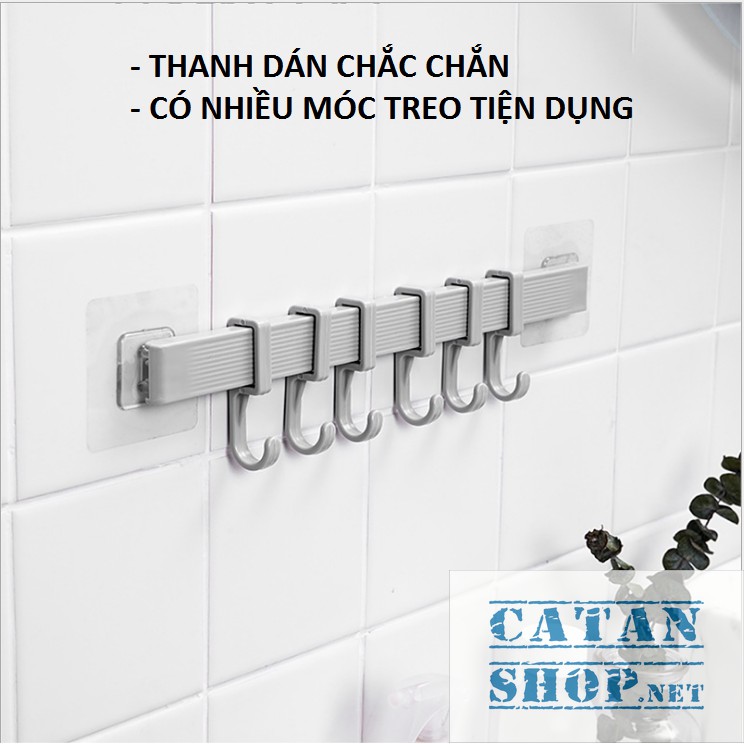 Thanh treo đồ dán tường,tủ quần áo, nhà bếp, có 6 móc chịu lực tiết kiệm diện tích (giao màu ngẫu nhiên)GD263-MTSC-Thanh