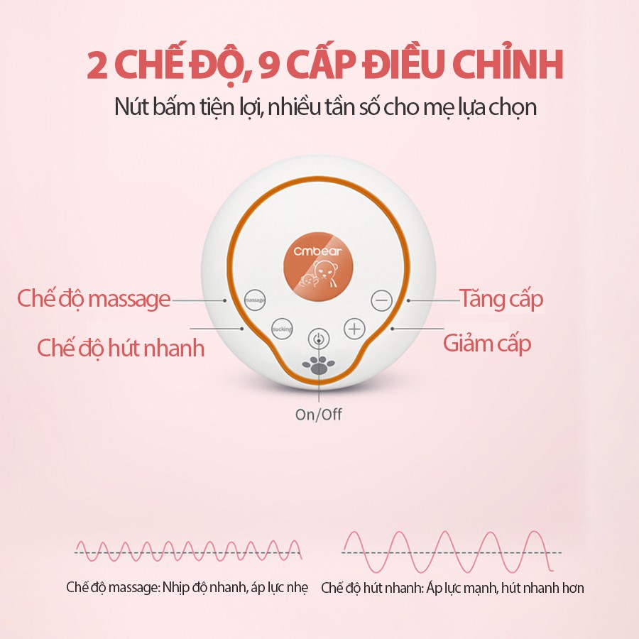 Máy hút sữa CMBEAR cao cấp - Máy hút sữa cầm tay thông minh cho mẹ - Máy hút sữa mẹ tiện lợi, an toàn - CMB01