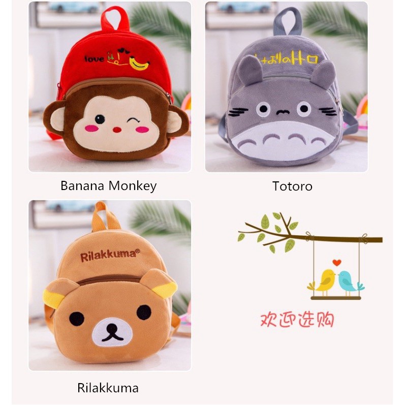 Balo hình nhân vật hoạt hình dễ thương đáng yêu chất liệu lông nhung cho trẻ mẫu giáo