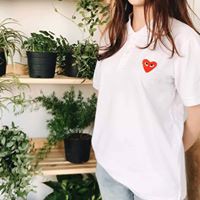 Áo thun trắng polo tim - CDG WHITE POLO SHIRT HEART UNISEX