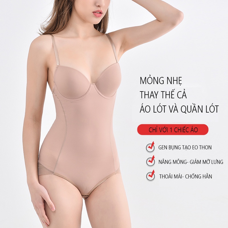 Bộ Đồ Lót Bodysuit Định Hình Cơ Thể- Gen Bụng Nâng Ngực Làm Gọn Mỡ Lưng D509