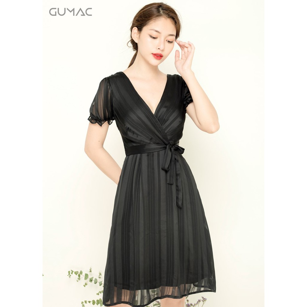 Đầm voan sọc GUMAC MS05961_DEN
