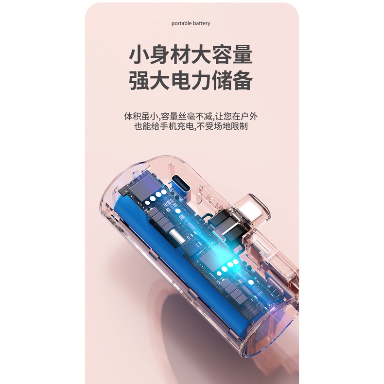 Sạc Dự Phòng Không Dây Mini Bỏ Túi Hình Viên Con Nhộng Dùng Trong Trường Hợp Khẩn Cấp