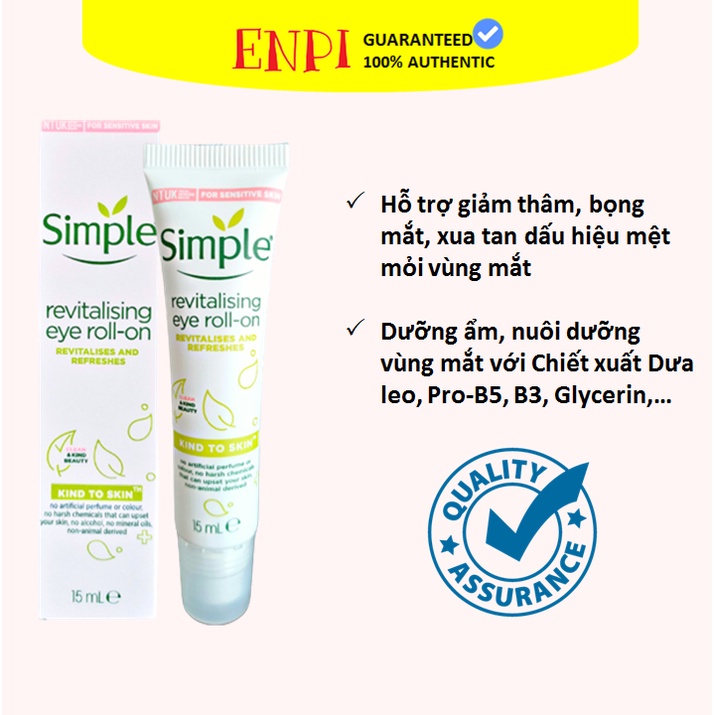 Lăn dưỡng mắt Simple Revitalising Eye Roll-on