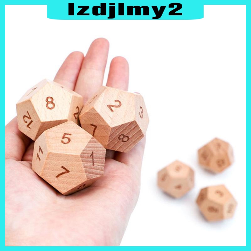 Romanful 5pcs Wooden D12 12-Sided Dice Board Game DND MTG Dice for Role Playing