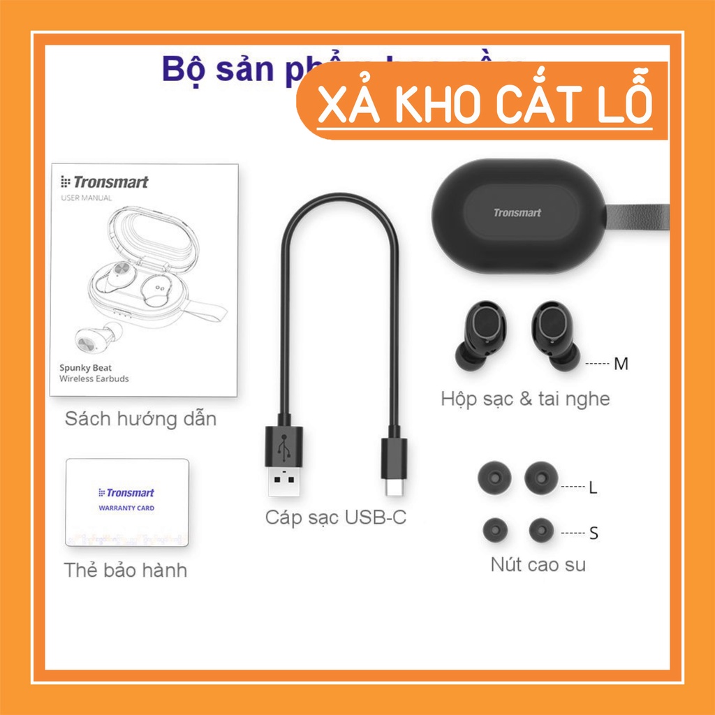 XẢ KHO ✪ CHÍNH HÃNG ✪ Tronsmart Spunky Beat | Tai nghe Bluetooth không dây 5.0 chống nước IPX5 tích hợp công nghệ hủy ti