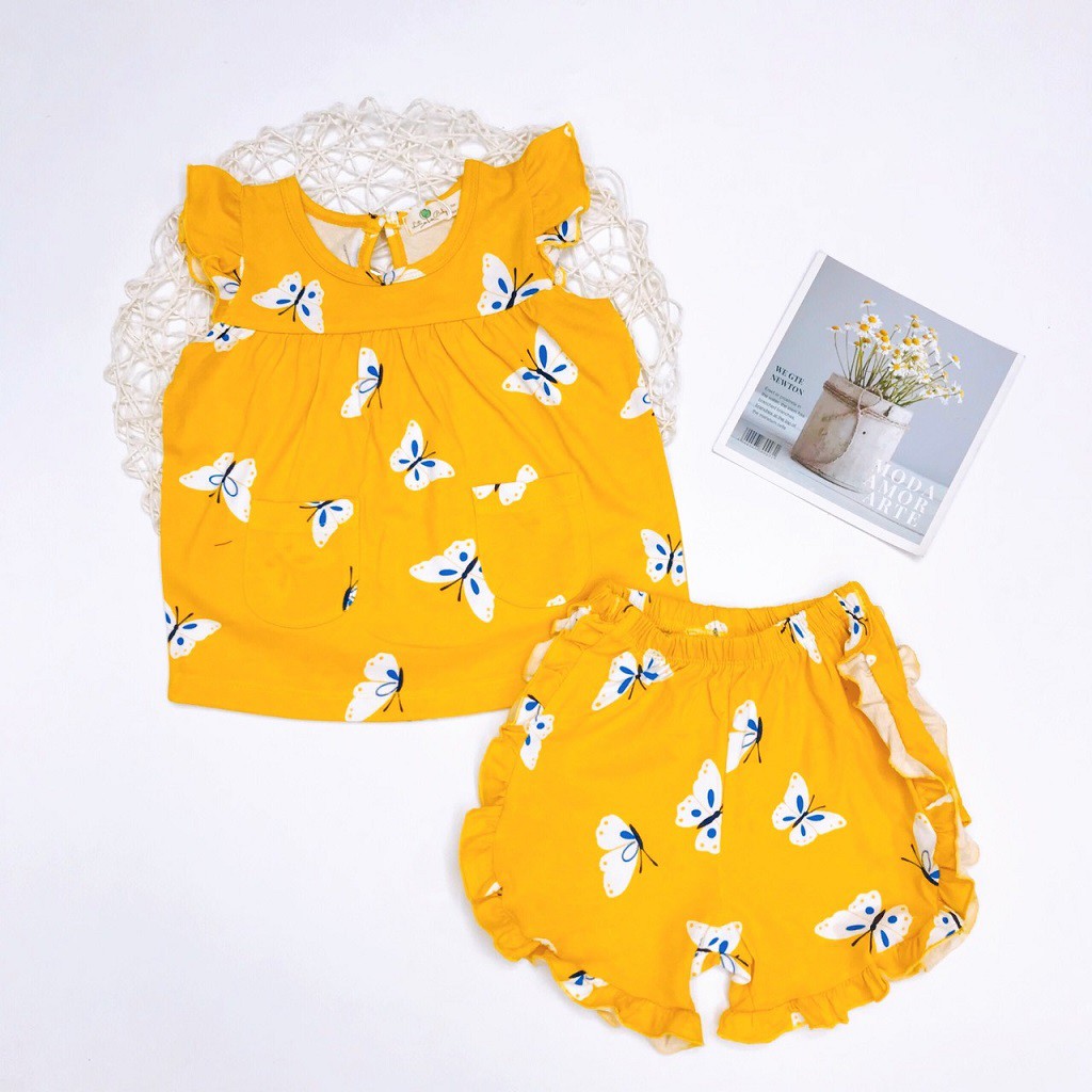 [Hàng Siêu Xinh] Bộ Thun Bé Gái Cánh Tiên, Size 1-10, Hàng Made In Vn, Chất Cotton Xuất Dư Đẹp, Quần Viền Bèo