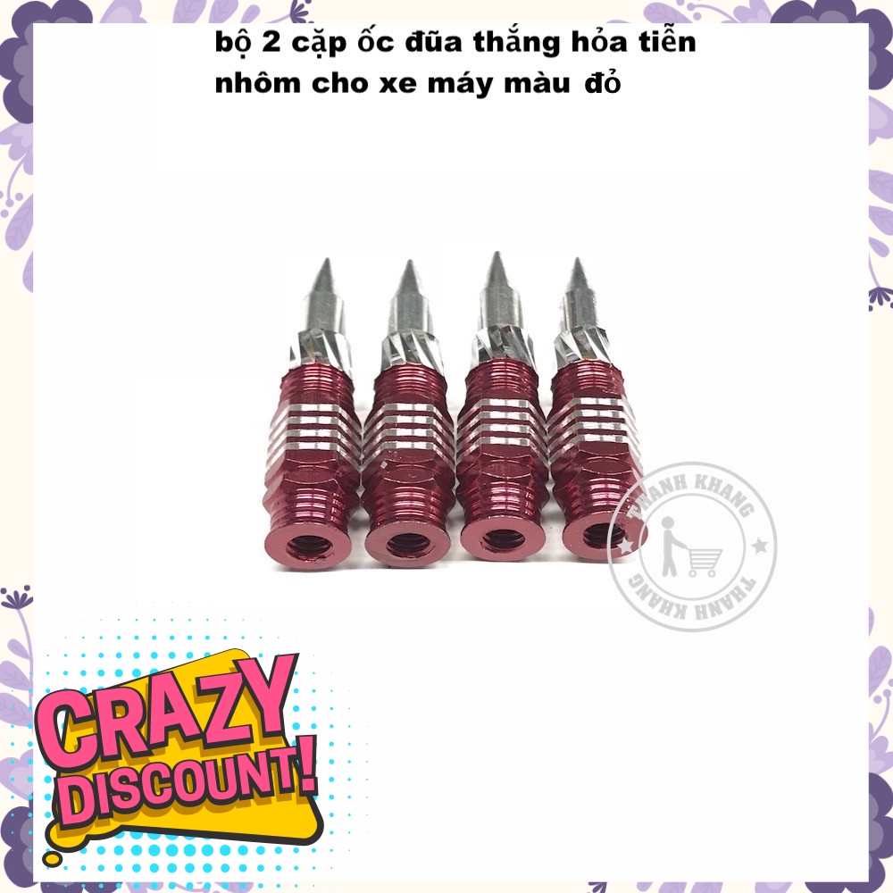 Bộ 2 cặp ốc đũa thắng hỏa tiễn nhôm, gắn mọi loại xe máy( cho cả exciter, winner)..màu đỏ thanh khang 006001275 (2 cặp)