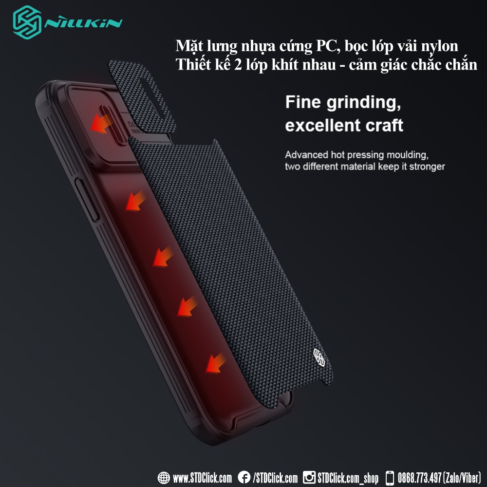 ỐP LƯNG IPHONE 13 PRO MAX NILLKIN TEXTURED PRO NYLON FIBER BẢO VỆ CAMERA CHÍNH HÃNG