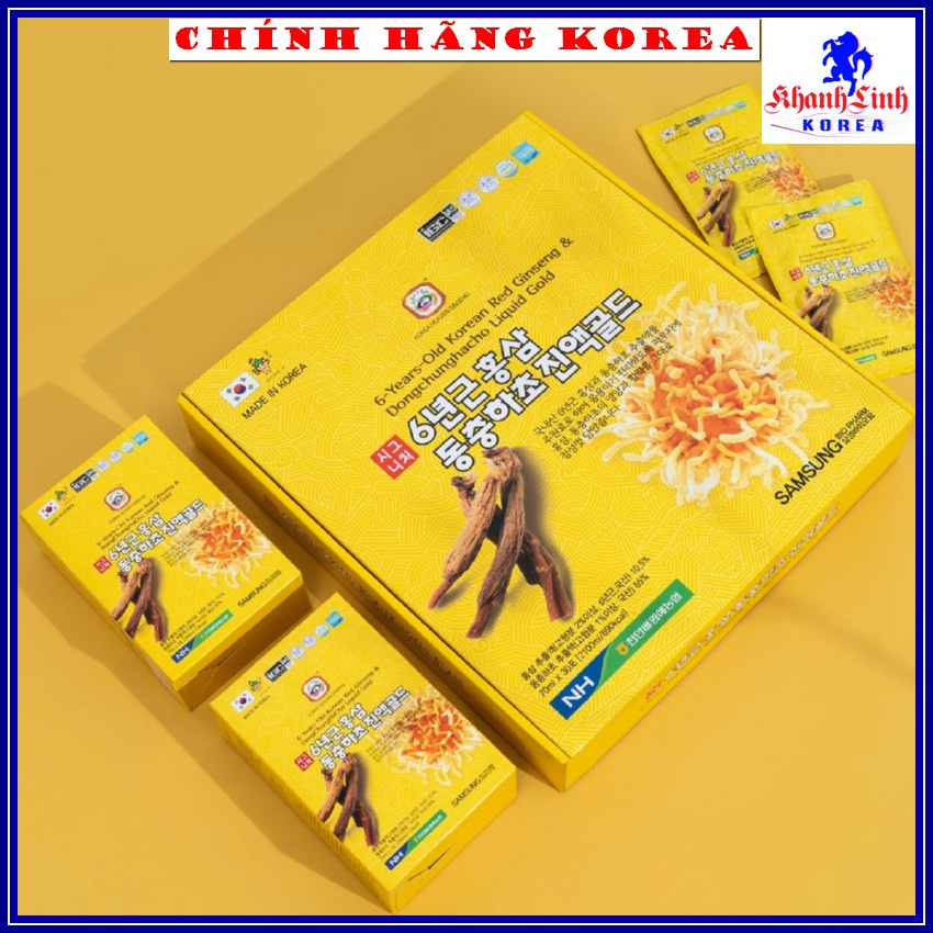 Nước hồng sâm Đông trùng hạ thảo chính hãng, hộp 30 gói - Tăng thể lực, giảm stress, phòng ung thư - khanhlinh