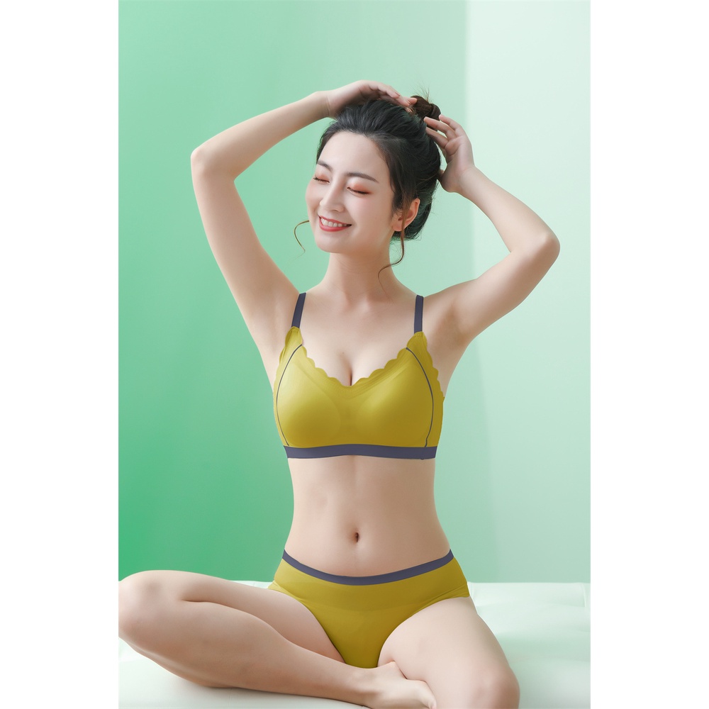 Áo Ngực Thể Thao Không Gọng Không Đường May Màu Sắc Tương Phản Có Thể Điều Chỉnh Cho Nữ