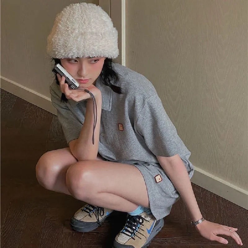 Set Đồ Thể Thao áo polo Tay Ngắn Dáng Rộng Phối Quần Short Thời Trang Cá Tính Cho Nữ