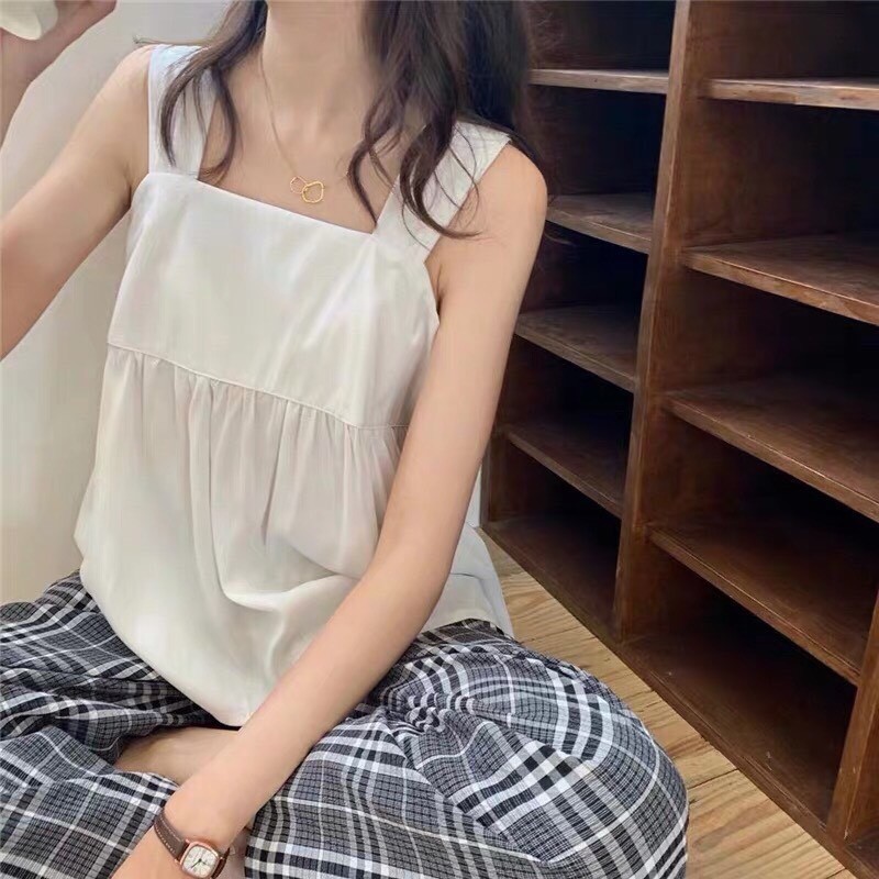 Áo 2 dây babydoll Shynstores , áo 2 dây thời trang bản to vải đũi mềm mịn mát buộc nơ lưng 3 màu freeship