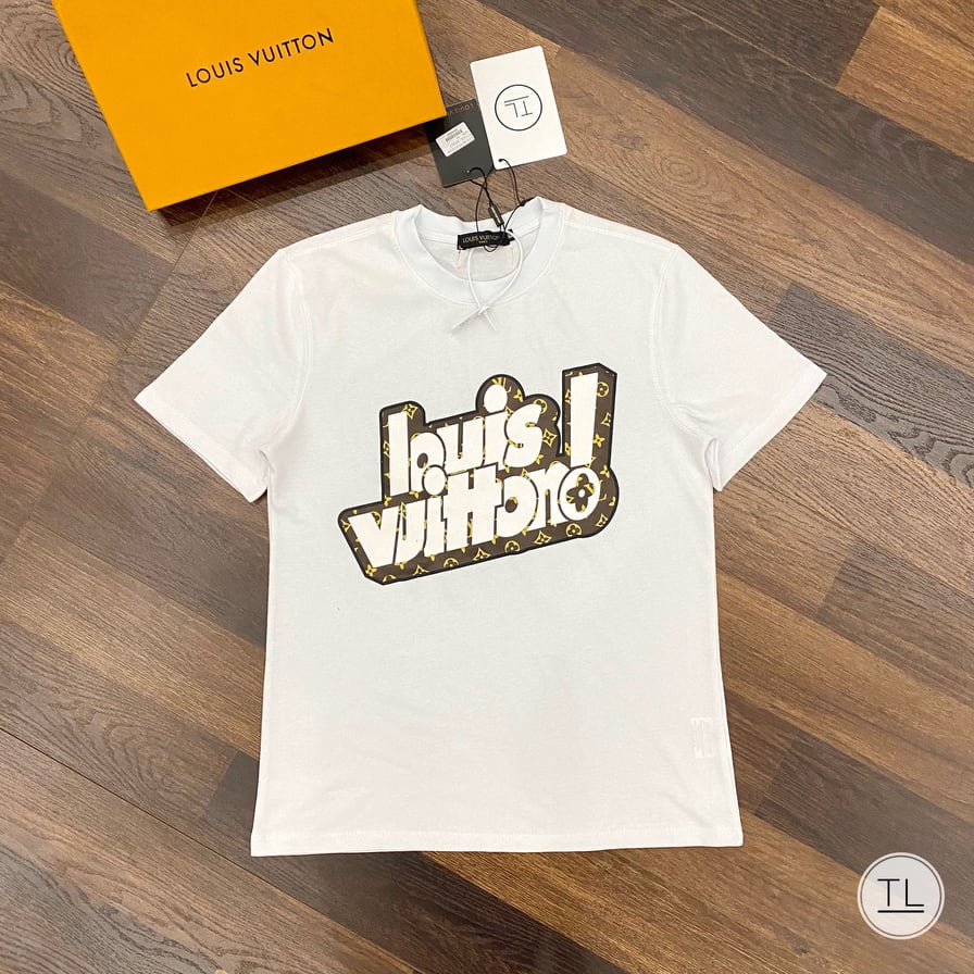 Áo thun nam 💞𝐅𝐑𝐄𝐄𝐒𝐇𝐈𝐏💞 Phông in nổi logo LV ngắn tay, chất cotton kiểu dáng năng động