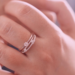 Nhẫn kép đính đá cá tính bạc s925 ng008