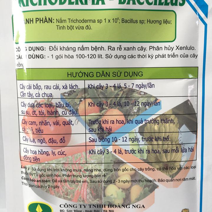 Phân hữu cơ vi sinh Trichoderma Bacilius gói 100g. Chuyên xử lý phế thải, chất hữu cơ và nấm đối kháng.