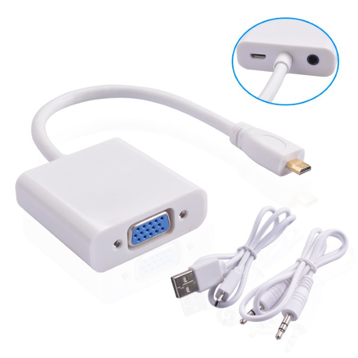 Cáp Chuyển Micro Hdmi Sang Vga Có Âm Thanh - Từ Máy Tính - Laptop Ra Tivi - Màn Hình - Máy Chiếu