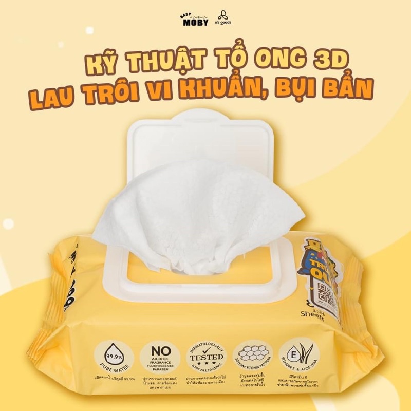 Khăn Ướt Tinh Khiết 99.9% Baby Moby 80 tờ FLASH SALE