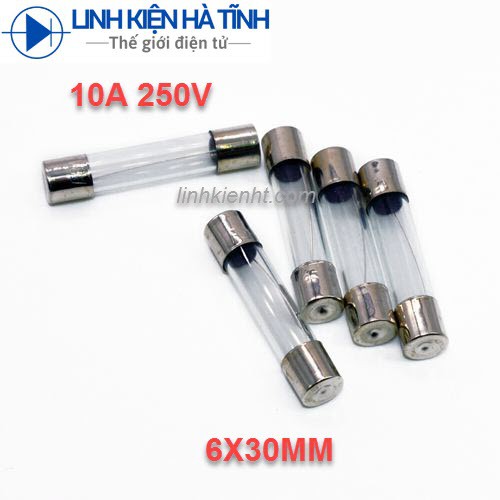 [10 CÁI] CẦU CHÌ ỐNG 10A 250V 6X30MM