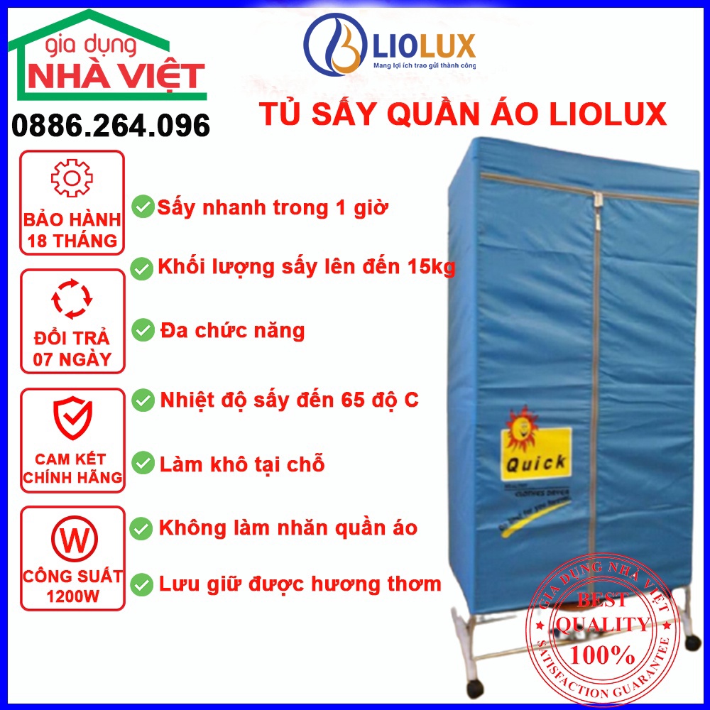 Tủ sấy quần áo LIOLUX tiêu chuẩn hàn Quốc ,Tủ sấy khô quần áo 1200W, bảo hành 18 tháng.Đổi trả miễn phí LIO - 901