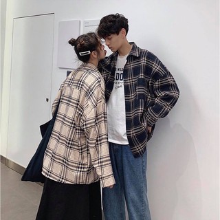 Sơ mi Caro -Màu KEM (Unisex)- kèm hình thật