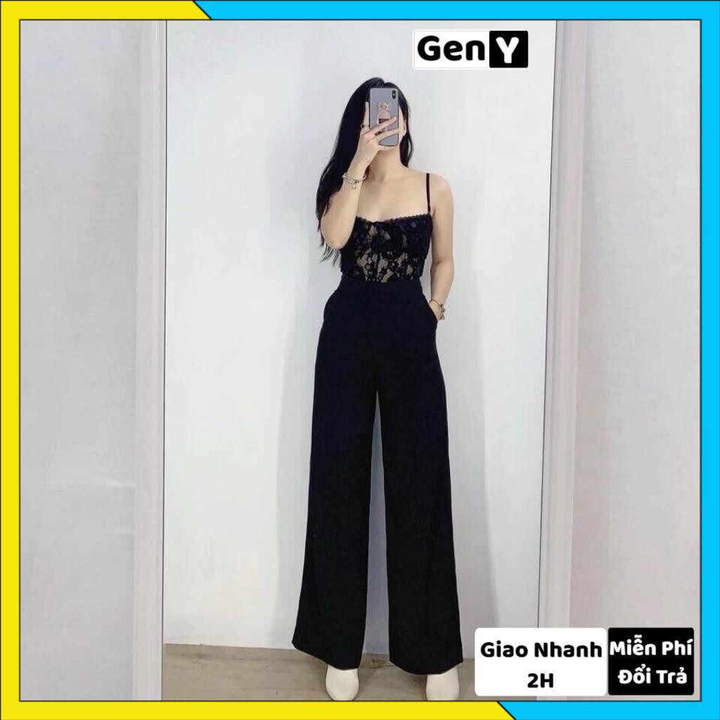 Quần Suông Ống Rộng GenY Lưng Cao Dây Kéo 1 Bên Nữ Mặc Hack Chiều Cao Chất Vải Tuyết Mưa Siêu Mềm Mịn Mặc Thoải Mái