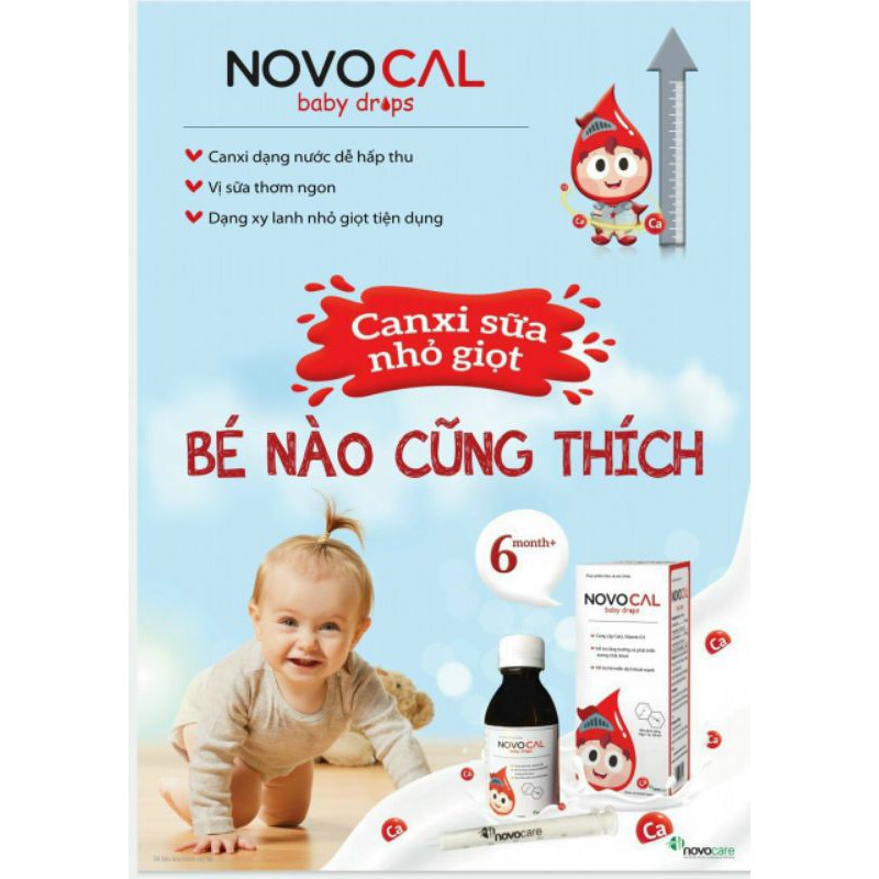 [QUÀ TẶNG] Novocal Baby Drops lọ 150ml bổ sung Calci cho trẻ em phụ nữ có thai và người cao tuổi