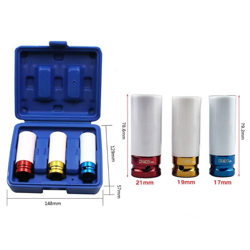 Bộ 3 Đai Ốc Hợp Kim Mỏng 1 / 2 &quot;17mm / 0.67in 19mm / 0.75in 21mm / 0.83in Cho Bánh Xe Hơi