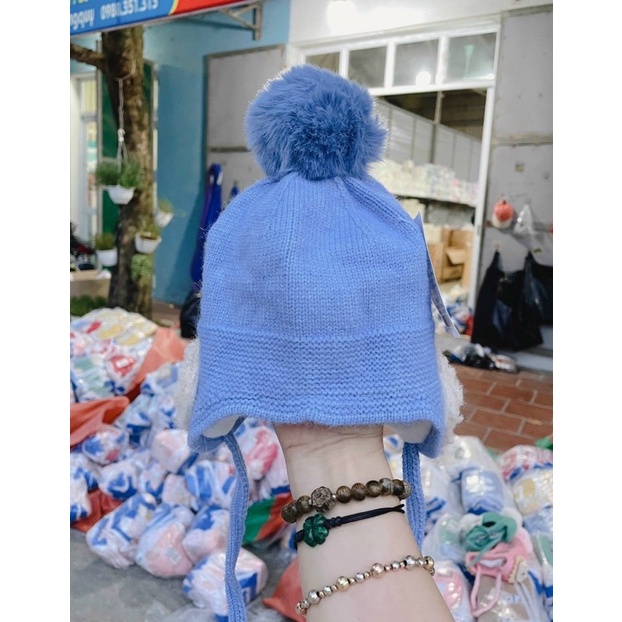 Mũ len bịt tai có lớp lót vải cho bé, mũ len mềm mịn