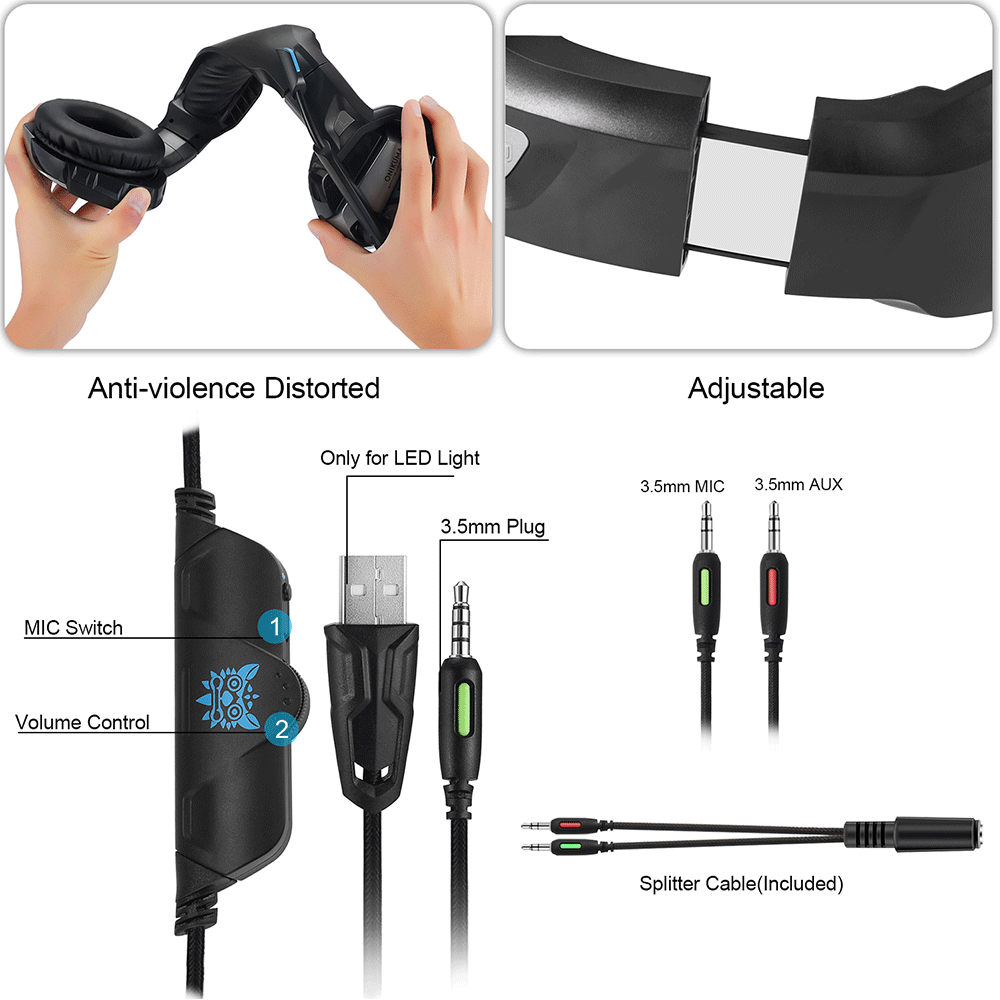 Tai Nghe Chơi Game ONIKUMA K5 PC Cho PS4 XBOX 3,5 Mm USB USB Gaming Gaming Có Mic đa Hướng