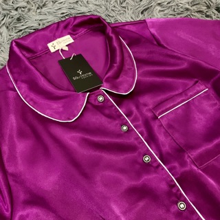Bộ Pijama Phi Lụa Cổ Sen