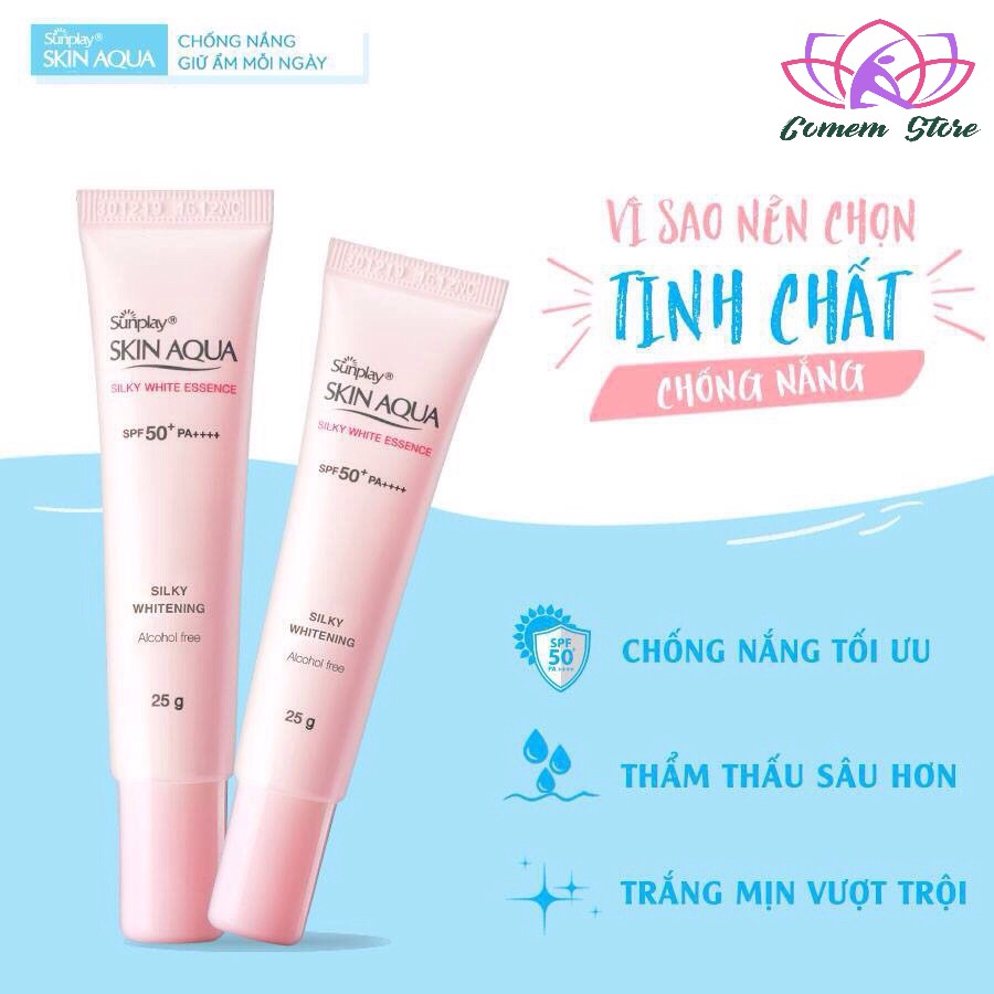 Tinh chất chống nắng dưỡng trắng Sunplay Skin Aqua Silky White Essence SPF50+ PA++++ 25g