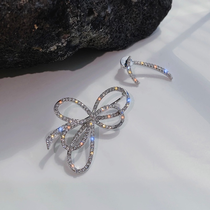 Bông Tai Hình Nơ Đính Đá Lấp Lánh Phong Cách Hàn Quốc Dành Cho Nữ