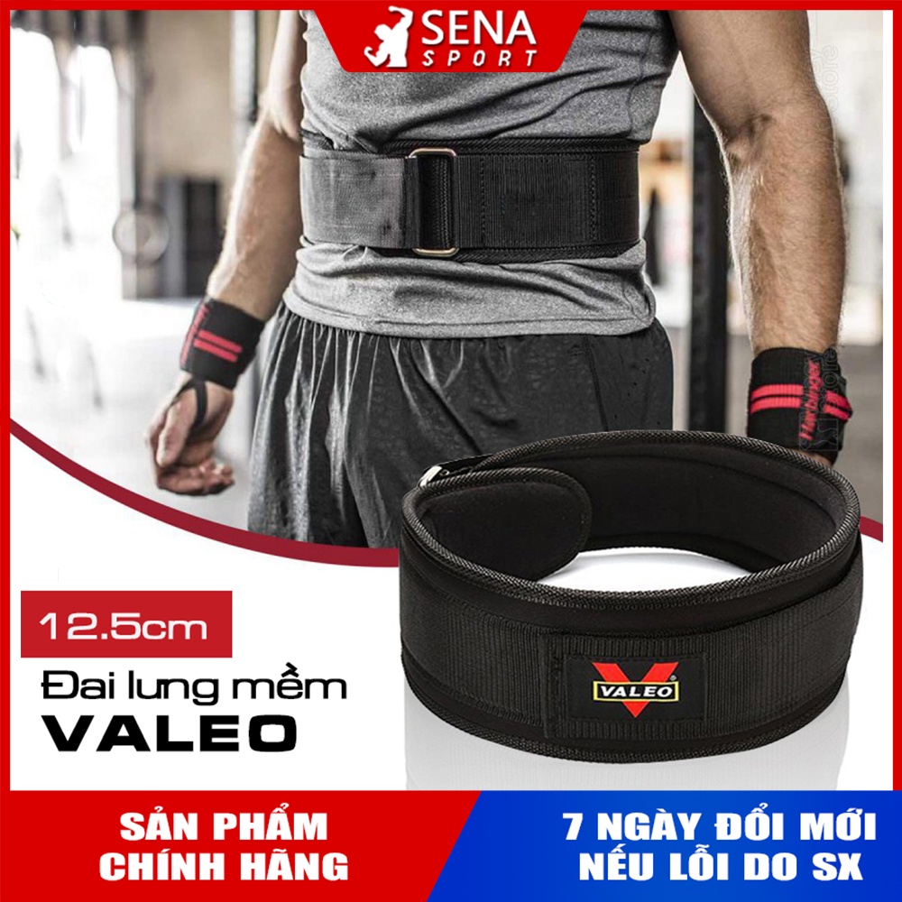 Đai lưng mềm tập Gym Chính hãng Valeo - Bản 12.5cm - hỗ trợ bảo vệ lưng, gánh tạ, deadlift hiệu quả
