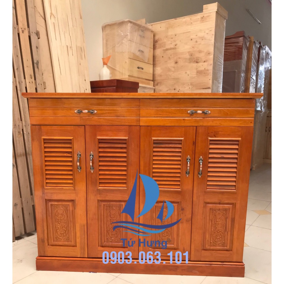 Tủ Gỗ 4 Cánh 1M2 | Tủ Giày Gỗ 4 Cánh | Tủ Chén Gỗ | Tủ Gỗ Cao Su 4 Cánh | Tủ Chén Bát | Tủ Đựng Chén Bát Bằng Gỗ 4 Cánh