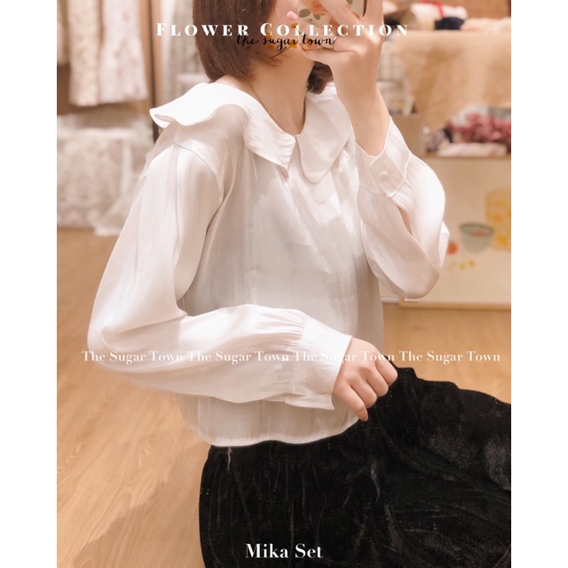 Set váy nhung kèm áo sơ mi bèo Mika dress by Sugar Town