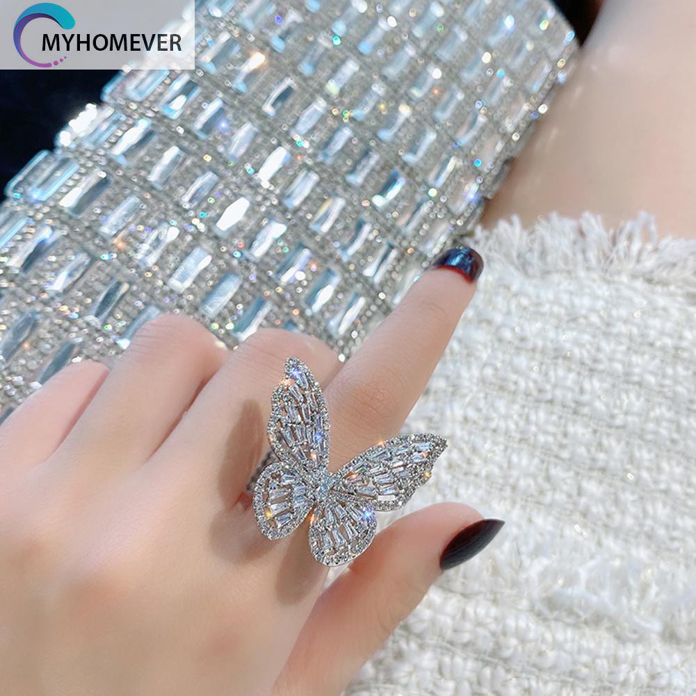 Nhẫn Hở Hình Bướm Đính Đá Zircon