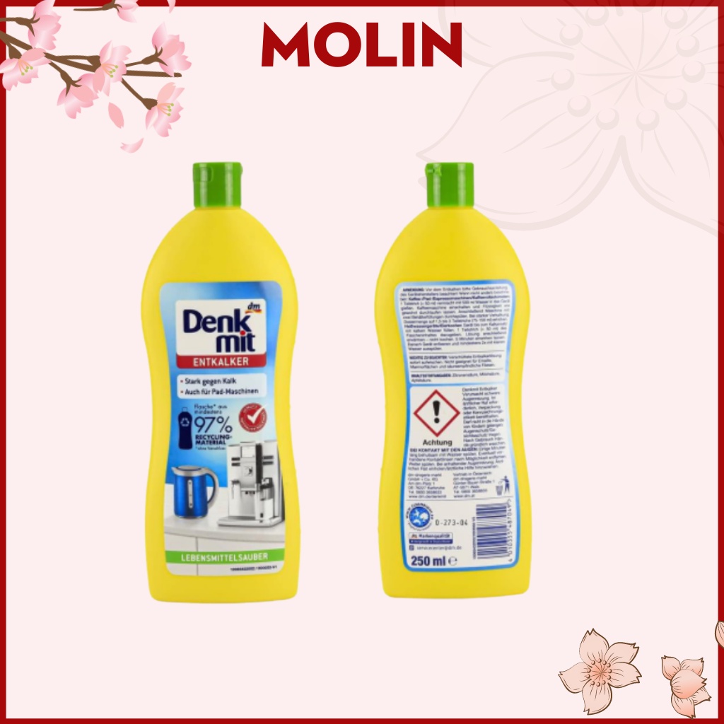 Dung dịch tẩy rửa cặn nước ấm inox Denkmit Entkalker 250ml hàng chuẩn Đức