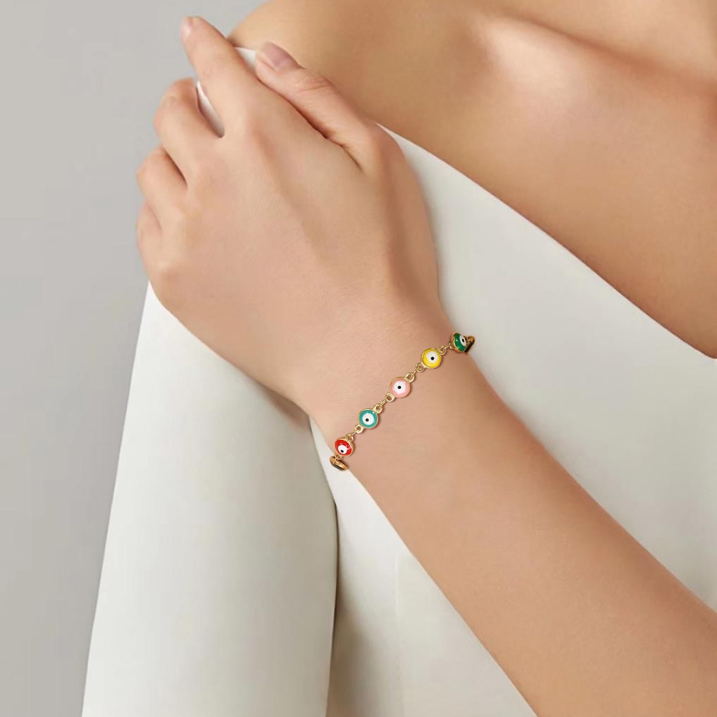 Vnox Vòng Tay Mắt Quỷ Mini 7.5 Inch Phối Khóa Cài Màu Xanh Lam Quyến Rũ Cho Nữ