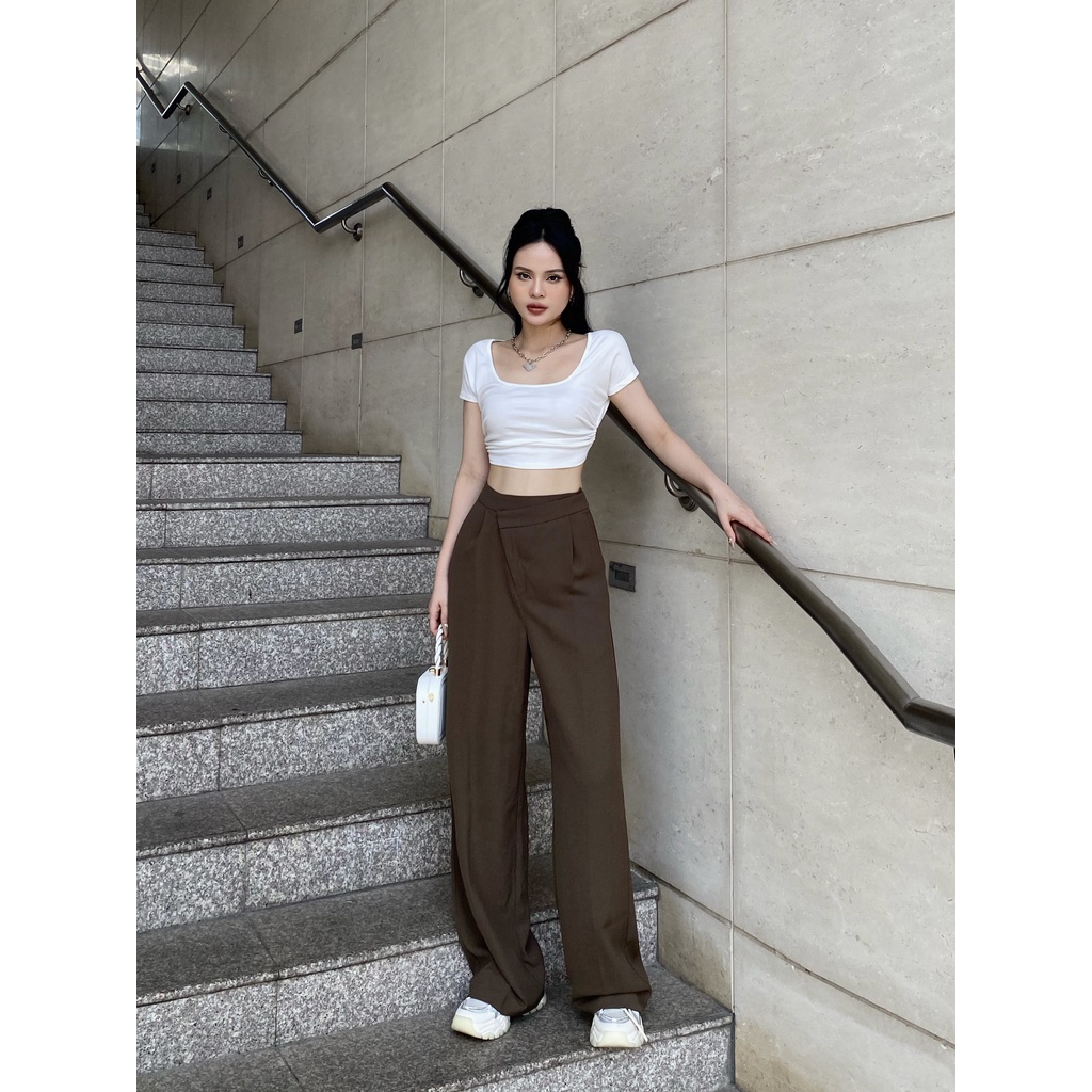 Quần Tây Ống Suông Khóa Lệch Q0209 LSEOUL Nâu - Đen - Xanh Lá