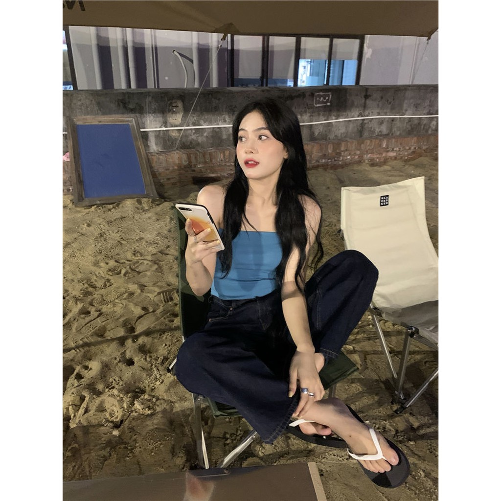 Cocory vn Áo Croptop Sát Nách Màu Trơn Thiết Kế Ôm Sát Quyến Rũ Thời Trang Cho Nữ 4 Màu Lựa Chọn