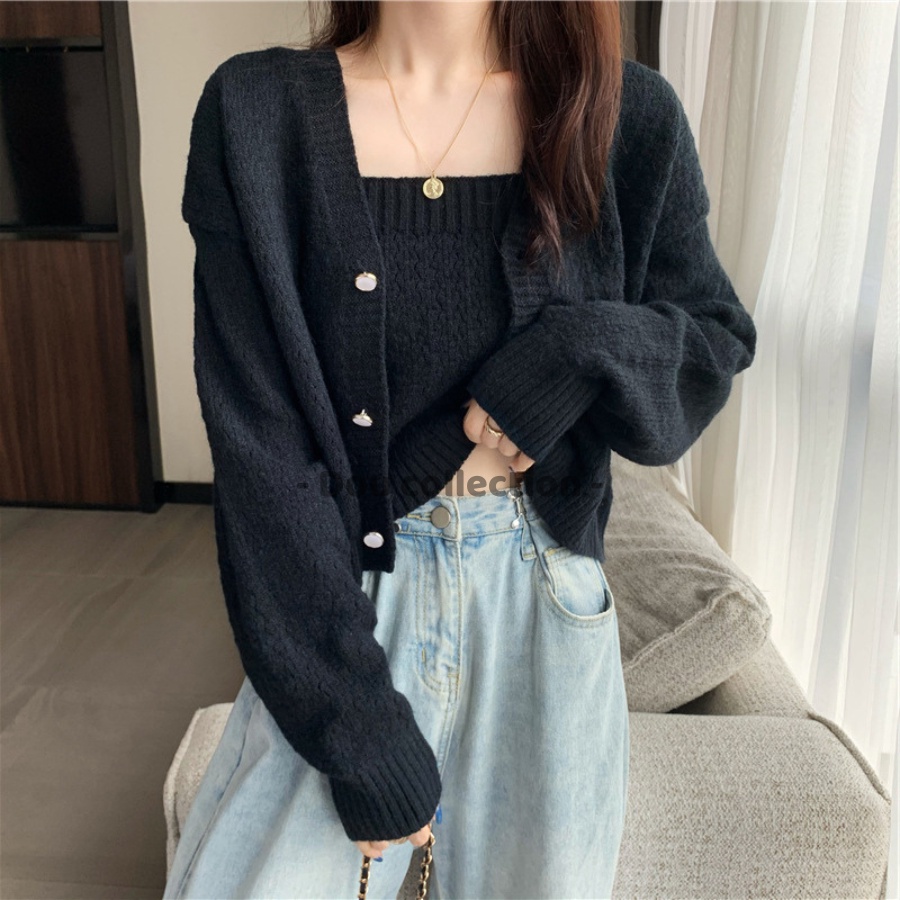 Set 2 Áo Len Dệt Kiêm Lông Thỏ Kiểu Dáng Croptop Quyết Rũ Thời Trang Thu Đông - Dou Collection - Mã TA030