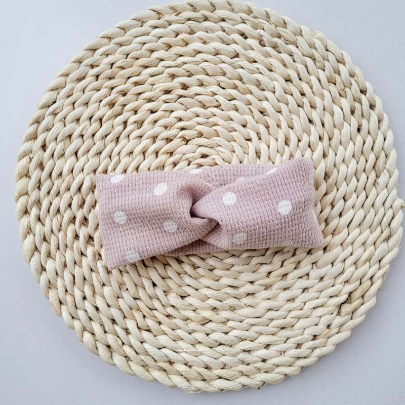 Turban xoắn chéo chất Waffle Hàn cho bé