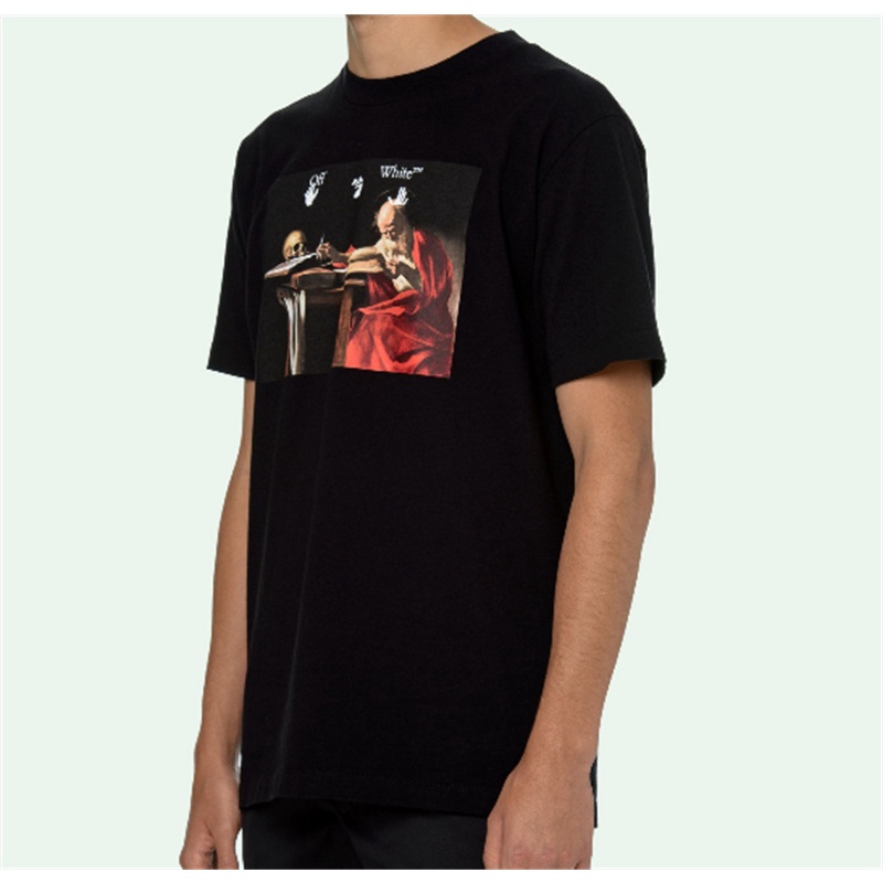 Áo Thun OFF-WHITE Tay Ngắn Vải Cotton In Hình Tranh Sơn Dầu Thời Trang Cho Nam Và Nữ
