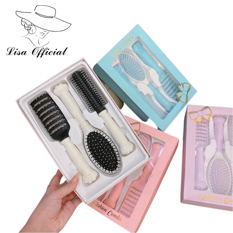 Bộ Lược  Lisa Official  Combo 3 lược chải tóc kèm hộp hàng Quảng Châu