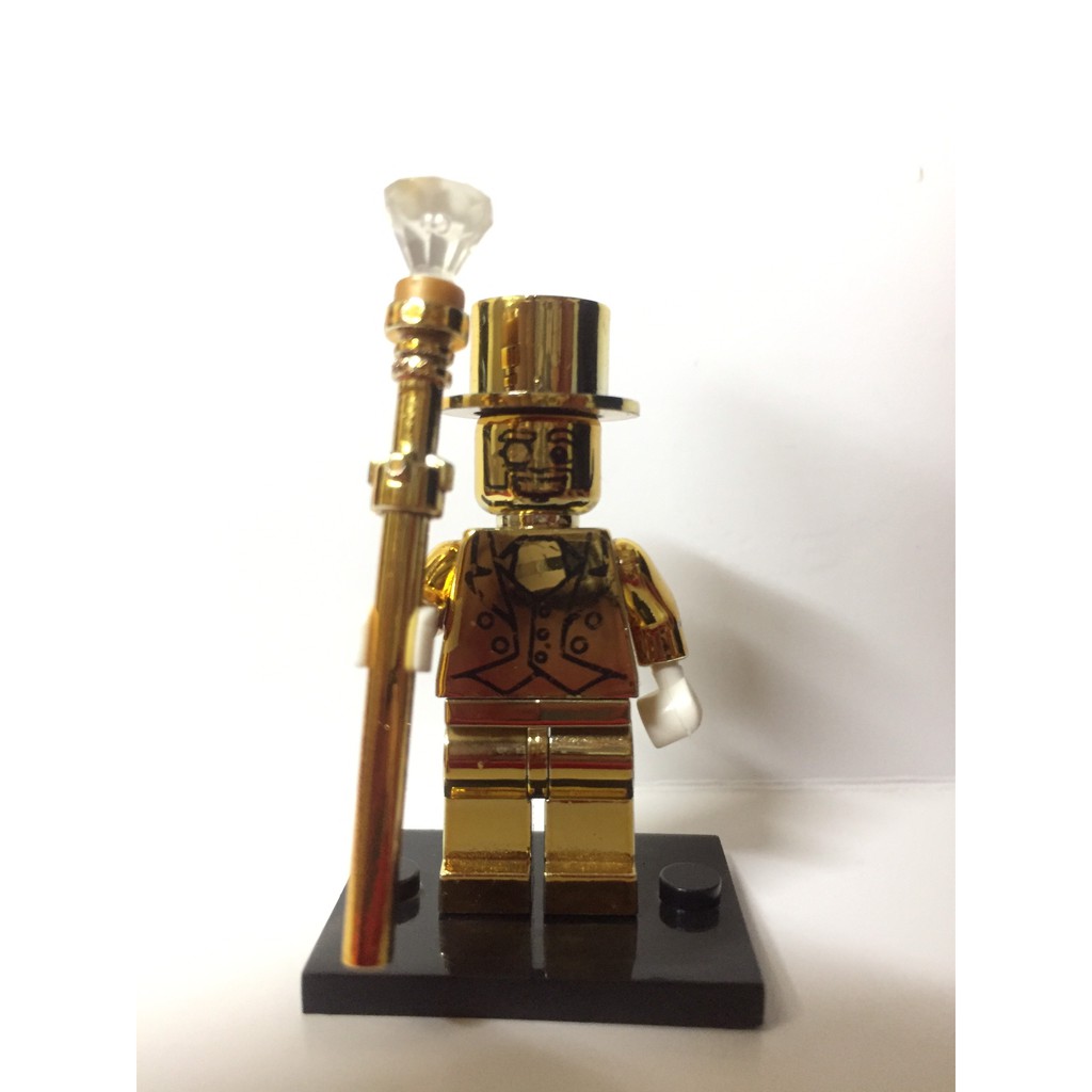 PG999 - Nhân vật lego ngài thị trưởng vàng cầm trượng vàng gắn pha lê được phun bóng Mr.Gold - Mạ Vàng